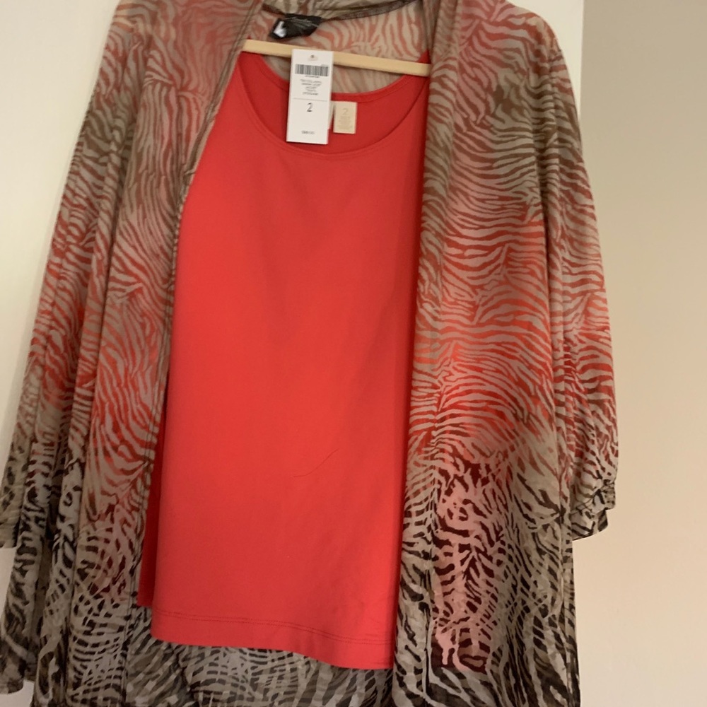 Lovely Chico’s shell and sheer cardigan